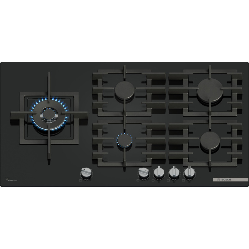 „Bosch Serie 6“ PPM9A6I40 kaitlentė, juoda, įmontuojama, 90 cm, dujinė, 5 zona(-os),