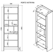 Cama PORTO 59x38x180 display cabinet oak / black