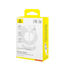 „Baseus Gem“ USB į IP 2.4A greito įkrovimo laidas, 2 m, baltas