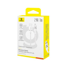 „Baseus Gem“ USB į IP 2.4A greito įkrovimo laidas, 1 m, baltas