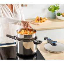 Greitpuodis TEFAL SECURE TRENDY 6L + nerūdijančio plieno krepšelis