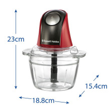 Russell Hobbs 27130-56 electric food chopper 0.5 L 200 W Black, Red, Transparent
