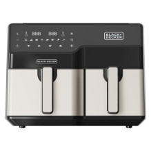 „Black Decker BXAF9000E“ dviguba 9 l autonominė 2500 W karšto oro gruzdintuvė, juoda, nerūdijantis plienas