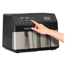 Black &amp; Decker BXAF9000E Double 9 L Stand-alone 2500 W Hot air fryer Black, Stainless steel