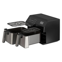 „Black Decker BXAF9000E“ dviguba 9 l autonominė 2500 W karšto oro gruzdintuvė, juoda, nerūdijantis plienas