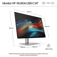 HP 7 serijos „Pro“ 24 colių WUXGA USB-C monitorius – 724pu
