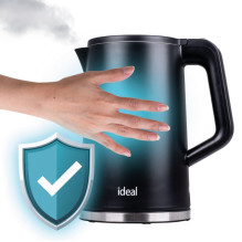 IDEAL virdulys 1,7 l, plieninis korpusas, galia 1500 W, juodas IDEAL virdulys 1,7 l, plieninis korpusas, galia 1500 W, juodas