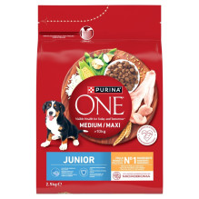 PURINA One Junior Medium / Maxi sausas šunų ėdalas su vištiena ir ryžiais, 2,5 kg PURINA One Junior Medium / Maxi sausas šunų ėdalas su vištiena ir ryžiais, 2,5 kg