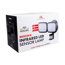 Maclean LED wall lamp, with PIR sensor, 20W, 1500lm, IP65, neutral white 4000K, black, MCE524 B Maclean LED wall lamp, with PIR sensor, 20W, 1500lm, IP65, neutral white 4000K, black, MCE524 B