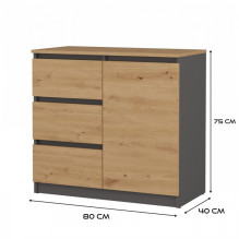 Topeshop 1D3S ANT / ART BA KPL chest of drawers Topeshop 1D3S ANT / ART BA KPL chest of drawers