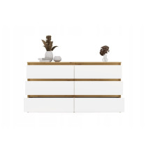 M6 MALWA CHEST OF DRAWERS 140 CM 6 DRAWERS OAK ARTISAN / WHITE M6 MALWA CHEST OF DRAWERS 140 CM 6 DRAWERS OAK ARTISAN / WHITE