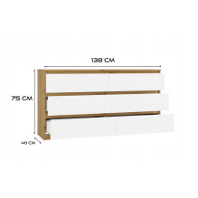 M6 MALWA CHEST OF DRAWERS 140 CM 6 DRAWERS OAK ARTISAN / WHITE M6 MALWA CHEST OF DRAWERS 140 CM 6 DRAWERS OAK ARTISAN / WHITE