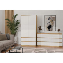 M6 MALWA CHEST OF DRAWERS 140 CM 6 DRAWERS OAK ARTISAN / WHITE M6 MALWA CHEST OF DRAWERS 140 CM 6 DRAWERS OAK ARTISAN / WHITE
