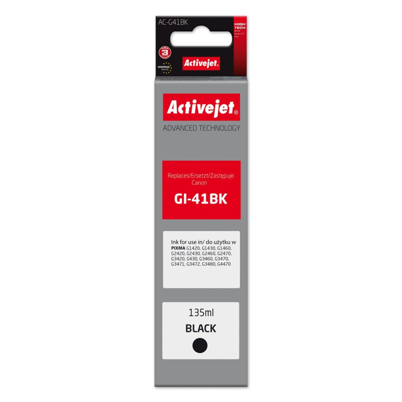 Activejet AC-G41Bk Ink Bottle (Replacement Canon GI-41BK 4528C001 Supreme 135 ml Black)