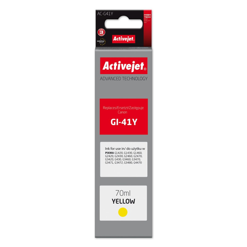 Activejet AC-G41Y Ink Bottle (Replacement for Canon GI-41Y 4545C001 Supreme 70 ml yellow)