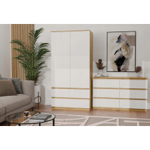 M6 MALWA CHEST OF DRAWERS 120 CM 6 DRAWERS OAK ARTISAN / WHITE M6 MALWA CHEST OF DRAWERS 120 CM 6 DRAWERS OAK ARTISAN / WHITE