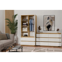 M6 MALWA CHEST OF DRAWERS 120 CM 6 DRAWERS OAK ARTISAN / WHITE M6 MALWA CHEST OF DRAWERS 120 CM 6 DRAWERS OAK ARTISAN / WHITE