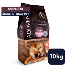 ADDVENA „Boosted by superfoods Junior Medium / Large Beef“ – sausas šunų ėdalas – 10 kg ADDVENA „Boosted by superfoods Junior Medium / Large Beef“ – sausas šunų ėdalas – 10 kg