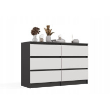 M6 MALWA CHEST OF DRAWERS 120 CM 6 DRAWERS ANTHRACITE / WHITE M6 MALWA CHEST OF DRAWERS 120 CM 6 DRAWERS ANTHRACITE / WHITE