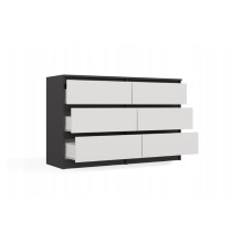 M6 MALWA CHEST OF DRAWERS 120 CM 6 DRAWERS ANTHRACITE / WHITE M6 MALWA CHEST OF DRAWERS 120 CM 6 DRAWERS ANTHRACITE / WHITE