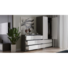 M6 MALWA CHEST OF DRAWERS 120 CM 6 DRAWERS ANTHRACITE / WHITE M6 MALWA CHEST OF DRAWERS 120 CM 6 DRAWERS ANTHRACITE / WHITE
