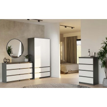 M6 MALWA CHEST OF DRAWERS 120 CM 6 DRAWERS ANTHRACITE / WHITE M6 MALWA CHEST OF DRAWERS 120 CM 6 DRAWERS ANTHRACITE / WHITE