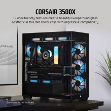„Corsair Midi Tower 3500X LXR LINK TG“ juodas „Corsair Midi Tower 3500X LXR LINK TG“ juodas