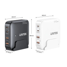 GaN network charger - Unitek P1228AWH01-EU , 70W 2x USB-C 2x USB-A GaN network charger - Unitek P1228AWH01-EU , 70W 2x USB-C 2x USB-A