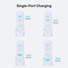 GaN tinklo įkroviklis - Unitek P1228AWH01-EU, 70 W, 2 x USB-C, 2 x USB-A GaN tinklo įkroviklis - Unitek P1228AWH01-EU, 70 W, 2 x USB-C, 2 x USB-A
