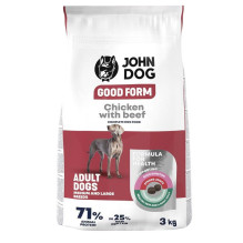 JOHN DOG Good Form vidutinių ir didelių veislių šunims skirtas sausas ėdalas su vištiena ir jautiena, 3 kg