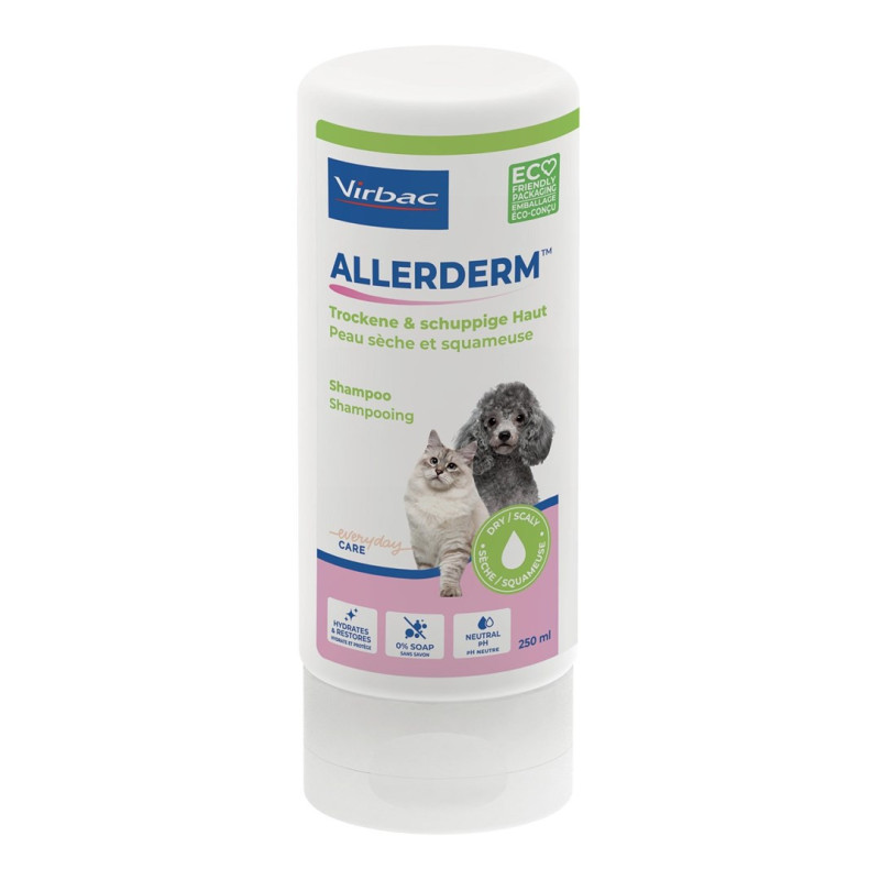 VIRBAC Allerderm šampūnas sausai ir pleiskanojančiai odai šunims ir katėms, 250 ml