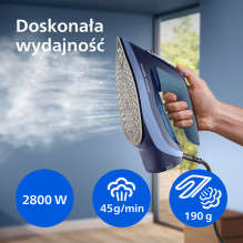 „Philips 6000“ serijos DST6120 / 20 lygintuvas Garinis lygintuvas „SteamGlide Plus“ padas 2600 W Mėlyna