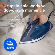 „Philips 6000“ serijos DST6120 / 20 lygintuvas Garinis lygintuvas „SteamGlide Plus“ padas 2600 W Mėlyna