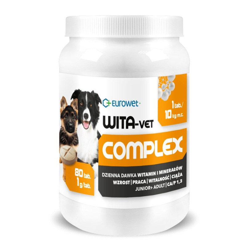 EUROWET Wita-Vet Complex - papildai šunims - 80 tablečių