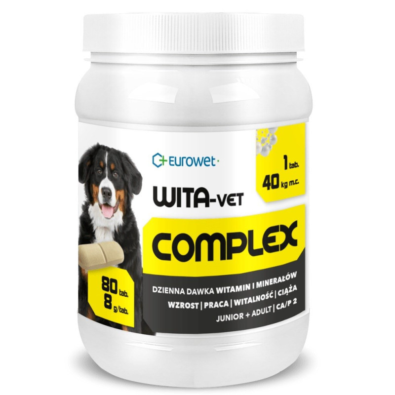 EUROWET Wita-Vet Complex 8g - papildai šunims - 80 tablečių