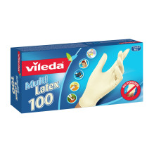 Vileda Multi Latex 100 vienkartinės pirštinės, smėlio spalvos, 100 vnt. Vileda Multi Latex 100 vienkartinės pirštinės, smėlio spalvos, 100 vnt.