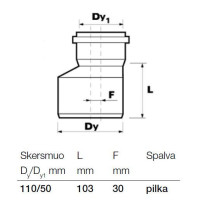 Vidaus kanalizacijos pereiga Wavin, Ø 50 / 110 mm