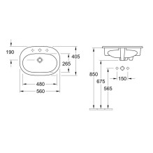 Praustuvė VILLEROY &amp; BOCH O. NOVO 41615601, 560×405 mm