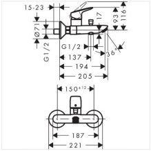 BATH / SHOWERMIXER HG LOGIS 71400000