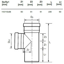 Lauko kanalizacijos trišakis Wavin, Ø 110 / 110 mm, 88° Lauko kanalizacijos trišakis Wavin, Ø 110 / 110 mm, 88°