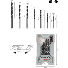 Medienos grąžtų komplektas Bosch, 3-10 mm, 7 vnt