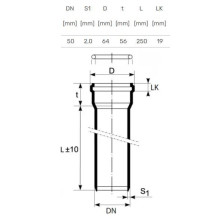Vidaus kanalizacijos vamzdis Ultra dB, Ø 50 mm, 0,25 m Vidaus kanalizacijos vamzdis Ultra dB, Ø 50 mm, 0,25 m