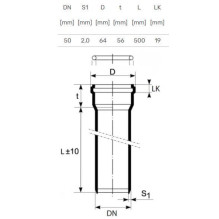 Vidaus kanalizacijos vamzdis Ultra dB, Ø 50 mm, 0,5 m Vidaus kanalizacijos vamzdis Ultra dB, Ø 50 mm, 0,5 m