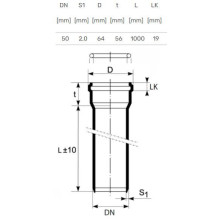 Vidaus kanalizacijos vamzdis Ultra dB, Ø 50 mm, 1 m Vidaus kanalizacijos vamzdis Ultra dB, Ø 50 mm, 1 m