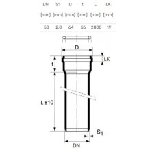 Vidaus kanalizacijos vamzdis Ultra dB, Ø 50 mm, 2 m Vidaus kanalizacijos vamzdis Ultra dB, Ø 50 mm, 2 m