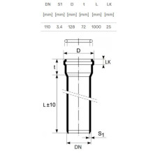 Vidaus kanalizacijos vamzdis Ultra dB, Ø 110 mm, 1 m Vidaus kanalizacijos vamzdis Ultra dB, Ø 110 mm, 1 m