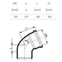 Vidaus kanalizacijos alkūnė Ultra dB, Ø 50 mm, 87° Vidaus kanalizacijos alkūnė Ultra dB, Ø 50 mm, 87°