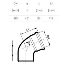 Vidaus kanalizacijos alkūnė Ultra dB, Ø 110 mm, 45° Vidaus kanalizacijos alkūnė Ultra dB, Ø 110 mm, 45°