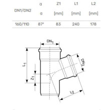 Tee external d110 / 160x87° Tee external d110 / 160x87°