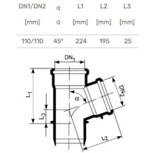 Tee internal D110 / 110x45° PP Ultra dB Tee internal D110 / 110x45° PP Ultra dB